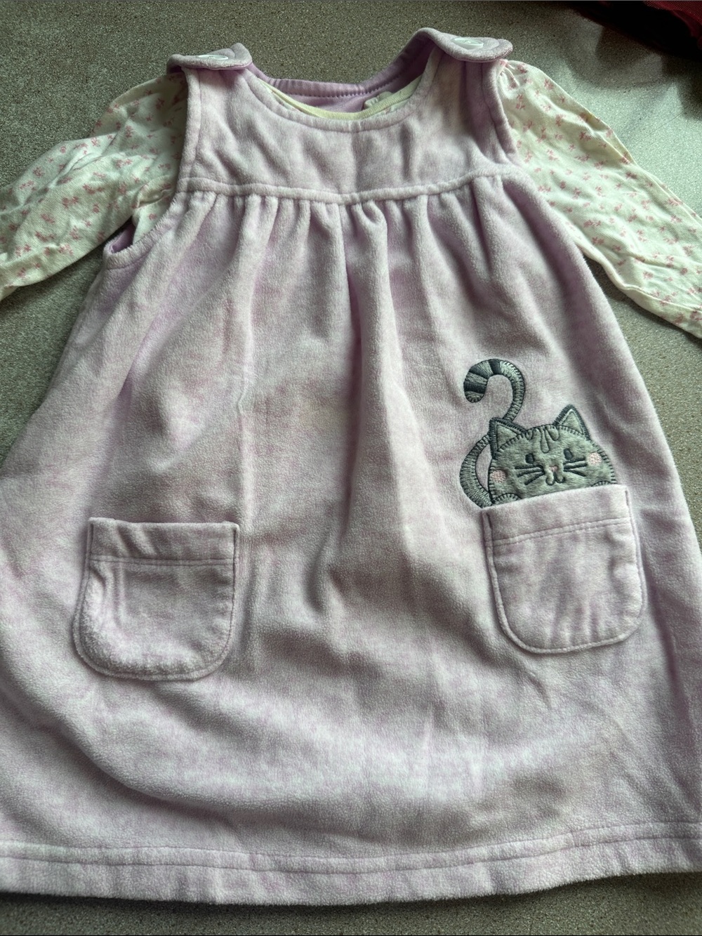 George Lilac Pink Cat Pocket Cord Pinafore Dress